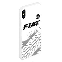 Чехол iPhone XS Max матовый Fiat speed на светлом фоне со следами шин посереди, цвет: 3D-белый — фото 2