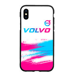 Чехол iPhone XS Max матовый Volvo neon gradient style посередине, цвет: 3D-черный