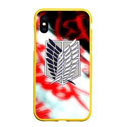 Чехол iPhone XS Max матовый Кровь титанов Attack on Titan, цвет: 3D-желтый