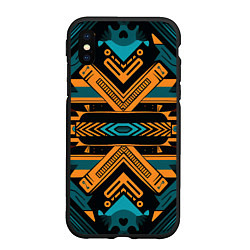 Чехол iPhone XS Max матовый Геометрический узор в стиле ацтеков, цвет: 3D-черный