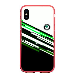 Чехол iPhone XS Max матовый Skoda sport stripes line