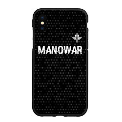 Чехол iPhone XS Max матовый Manowar glitch на темном фоне посередине, цвет: 3D-черный