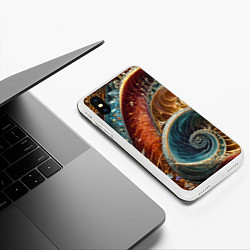 Чехол iPhone XS Max матовый Текстура спираль из кристалов, цвет: 3D-белый — фото 2