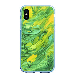 Чехол iPhone XS Max матовый Зелено желтая краска