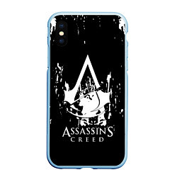 Чехол iPhone XS Max матовый Assassins Creed белые краски, цвет: 3D-голубой