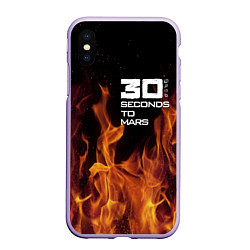 Чехол iPhone XS Max матовый Thirty Seconds to Mars fire, цвет: 3D-светло-сиреневый