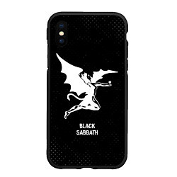 Чехол iPhone XS Max матовый Black Sabbath glitch на темном фоне, цвет: 3D-черный