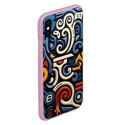 Чехол iPhone XS Max матовый Абстрактный цветной паттерн в славянском стиле, цвет: 3D-розовый — фото 2