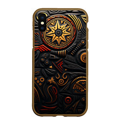 Чехол iPhone XS Max матовый Абстрактный узор в славянской стилистике, цвет: 3D-коричневый