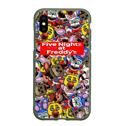 Чехол iPhone XS Max матовый Five Nights at Freddys все персонажы хоррора