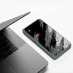Чехол iPhone XS Max матовый N7 - mass effect monochrome, цвет: 3D-темно-зеленый — фото 2