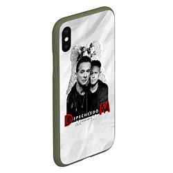 Чехол iPhone XS Max матовый Depeche Mode - Dave Gahan and Martin Gore с венком, цвет: 3D-темно-зеленый — фото 2