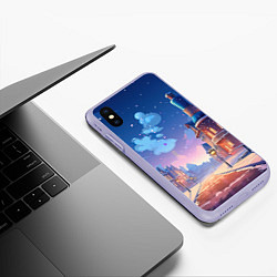 Чехол iPhone XS Max матовый Новогодний город, цвет: 3D-светло-сиреневый — фото 2