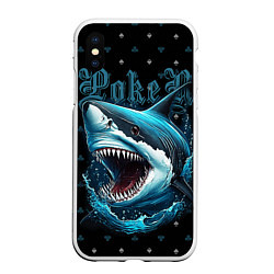 Чехол iPhone XS Max матовый Акула покера, цвет: 3D-белый