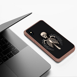 Чехол iPhone XS Max матовый Необычный скелет с крыльями, цвет: 3D-коричневый — фото 2