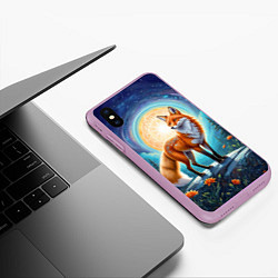 Чехол iPhone XS Max матовый Мистическая лиса тотем лисы, цвет: 3D-сиреневый — фото 2