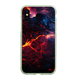 Чехол iPhone XS Max матовый Разлом плит с лавой