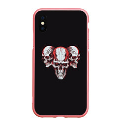 Чехол iPhone XS Max матовый Три красные черепа