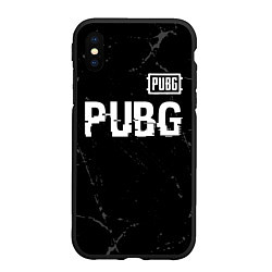 Чехол iPhone XS Max матовый PUBG glitch на темном фоне посередине, цвет: 3D-черный