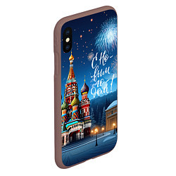 Чехол iPhone XS Max матовый Москва новогодняя, цвет: 3D-коричневый — фото 2