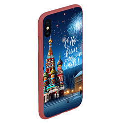 Чехол iPhone XS Max матовый Москва новогодняя, цвет: 3D-красный — фото 2