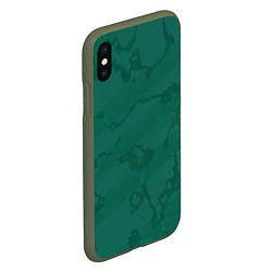 Чехол iPhone XS Max матовый Серо-зеленые разводы, цвет: 3D-темно-зеленый — фото 2