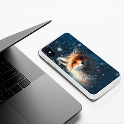 Чехол iPhone XS Max матовый Fox in the snow, цвет: 3D-белый — фото 2