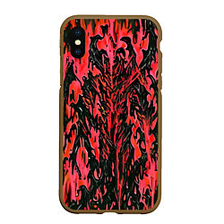 Чехол iPhone XS Max матовый Демонический доспех красный, цвет: 3D-коричневый