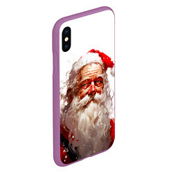 Чехол iPhone XS Max матовый Добрый Санта - мазки краски, цвет: 3D-фиолетовый — фото 2