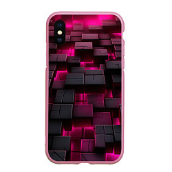 Чехол iPhone XS Max матовый Фиолетовые и черные камни