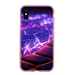 Чехол iPhone XS Max матовый Фиолетовые кристалы