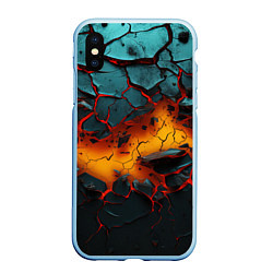 Чехол iPhone XS Max матовый Разлом неоновых плит