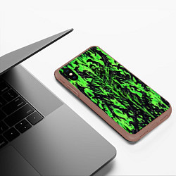 Чехол iPhone XS Max матовый Демонический доспех зелёный, цвет: 3D-коричневый — фото 2