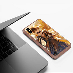 Чехол iPhone XS Max матовый Genshin Impact Чжун Ли Zhongli, цвет: 3D-коричневый — фото 2