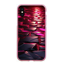 Чехол iPhone XS Max матовый Неоновые фиолетовые и розовые камни