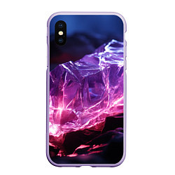 Чехол iPhone XS Max матовый Стеклянный камень с фиолетовой подсветкой
