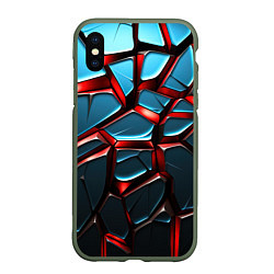 Чехол iPhone XS Max матовый Синие плиты с красными стеклами