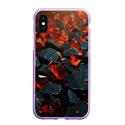 Чехол iPhone XS Max матовый Красные и черные плиты