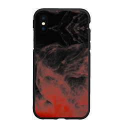 Чехол iPhone XS Max матовый Красный дым на чёрном