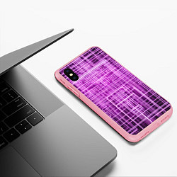 Чехол iPhone XS Max матовый Фиолетовые неоновые полосы киберпанк, цвет: 3D-баблгам — фото 2