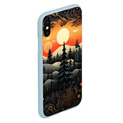 Чехол iPhone XS Max матовый Зимний лес в ожидании праздника, цвет: 3D-голубой — фото 2