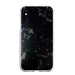 Чехол iPhone XS Max матовый Черные узоры, цвет: 3D-белый
