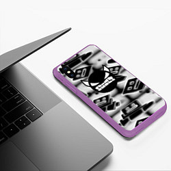 Чехол iPhone XS Max матовый Geometry dash gamer, цвет: 3D-фиолетовый — фото 2