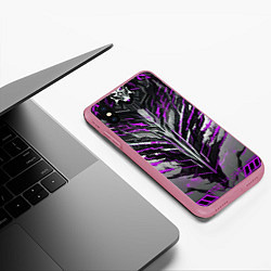 Чехол iPhone XS Max матовый Киберпанк доспех фиолетовый, цвет: 3D-малиновый — фото 2