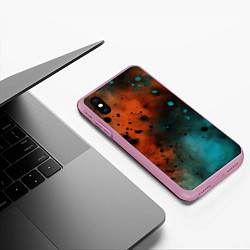 Чехол iPhone XS Max матовый Акварельные брызги в оранжевом, цвет: 3D-розовый — фото 2