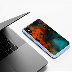 Чехол iPhone XS Max матовый Акварельные брызги в оранжевом, цвет: 3D-голубой — фото 2