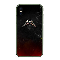 Чехол iPhone XS Max матовый Папа в стиле Металлика, цвет: 3D-темно-зеленый