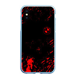 Чехол iPhone XS Max матовый BMW красные краски на чёрном, цвет: 3D-голубой