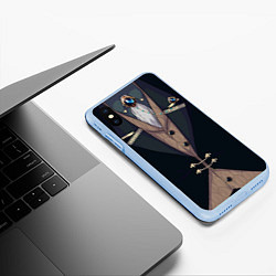 Чехол iPhone XS Max матовый Фрак тёмно-зелёный с хлястиком, цвет: 3D-голубой — фото 2