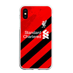 Чехол iPhone XS Max матовый Ливерпуль - красные полосы, цвет: 3D-белый